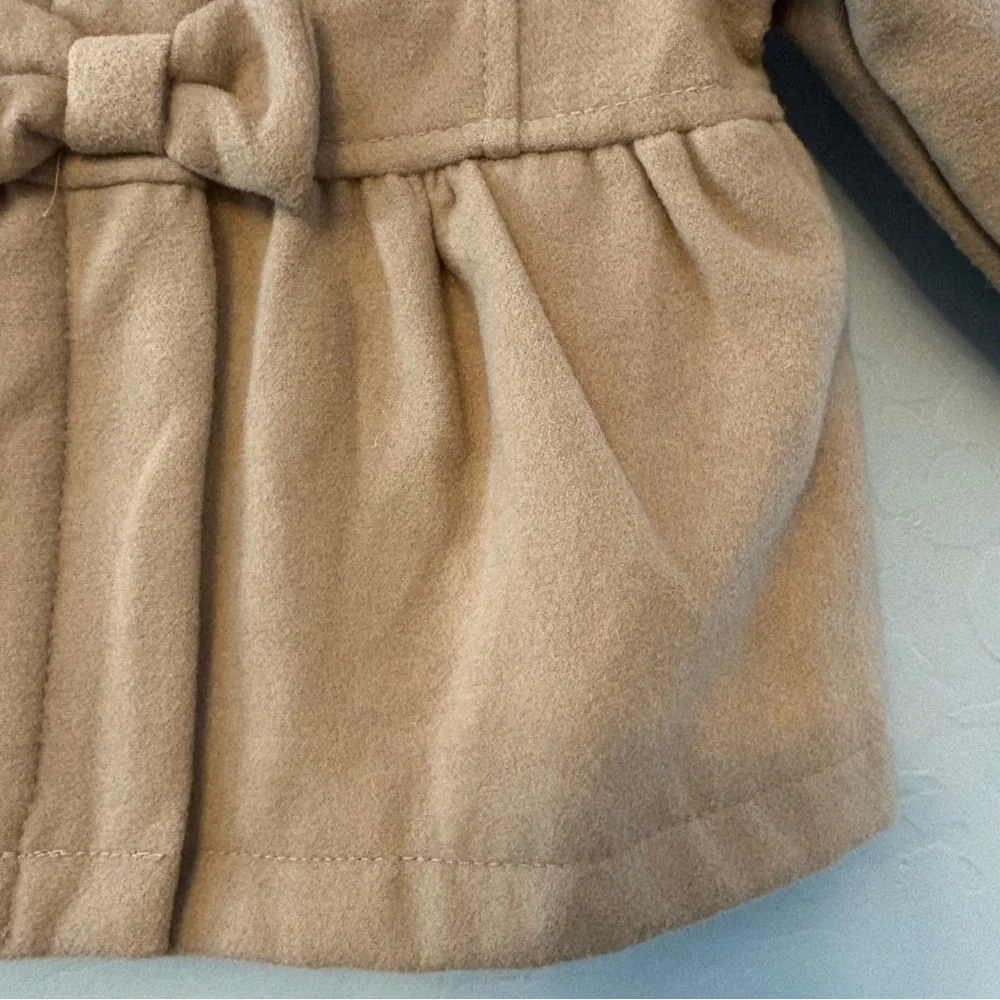 Old Navy baby girls camel brown colored pea coat with bow detail 6-12 months
